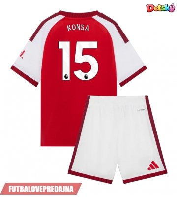 Lacne Dětský Futbalové dres Arsenal Ezri Konsa #15 2026-27 Krátky Rukáv - Domáci (+ trenírky)